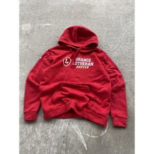 Orange Lutheran Hoodie Sweatshirt Mens Large Red Soccer Football Pullover Adidas